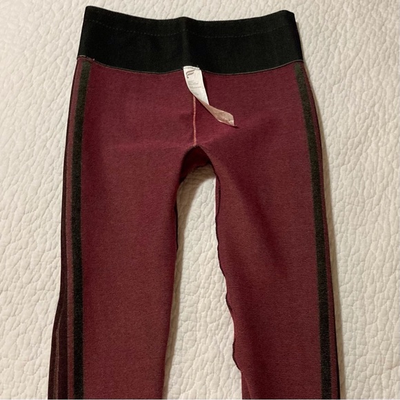 Fabletics High-Waisted Seamless Stripe Leggings | Size L | Black w/ Pink & Green - Picture 6 of 12